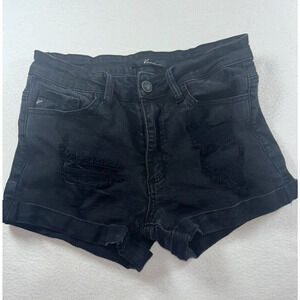 Kancan Women's Size 5/26 Black Distressed cuffed Shorts 2" Inseam KC7082BK